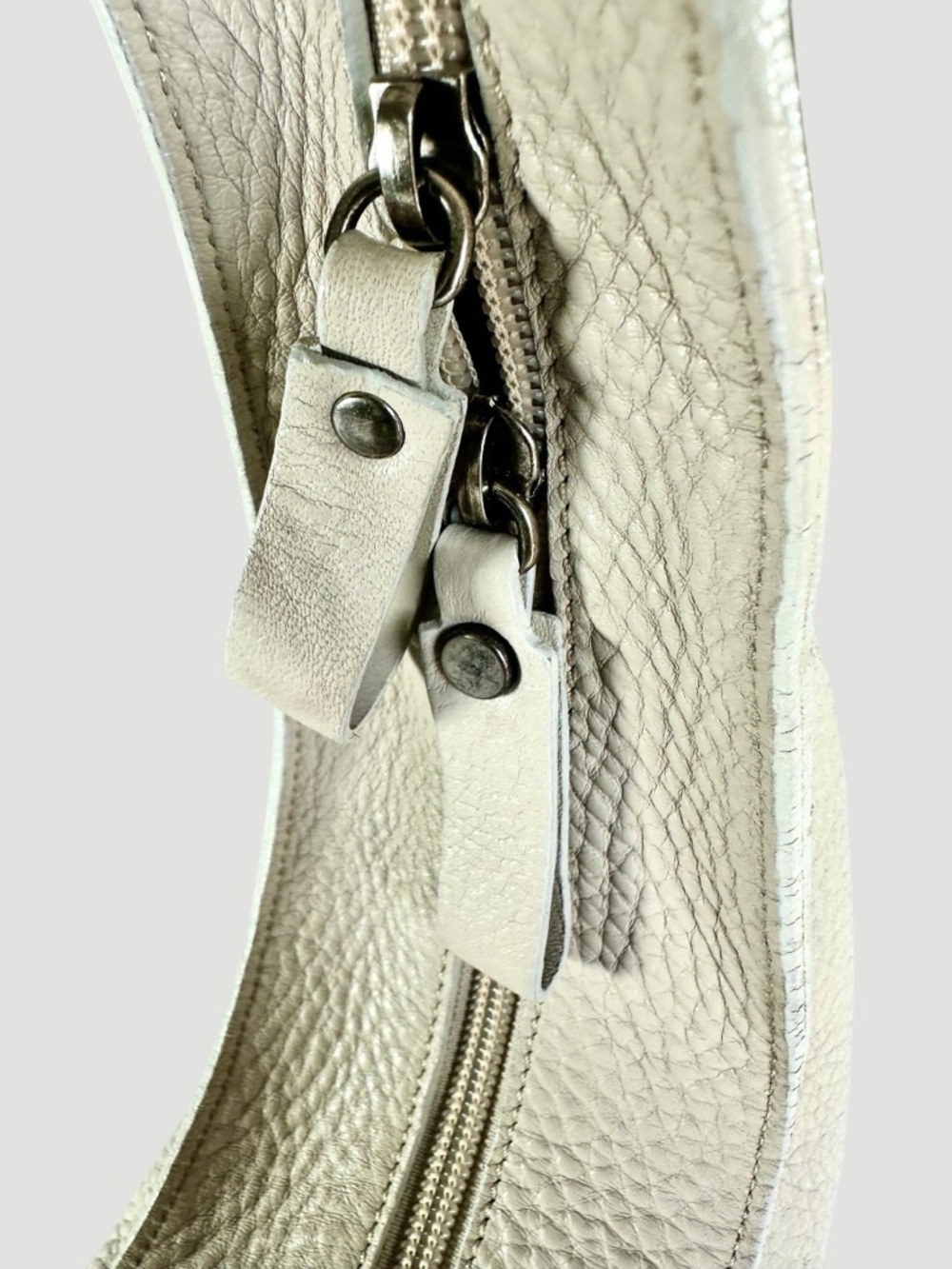Donald J. Pliner White Leather Pebbled Hobo Shoulder Bag - Picture 6 of 13